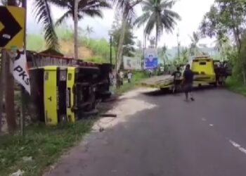 Truk Angkut Sapi Terguling di Jalur Menurun Solo – Pacitan