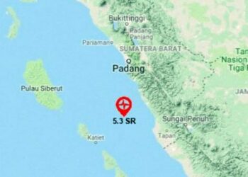 Gempa Magnitudo 5,3 Guncang Wilayah Pesisir Selatan Sumbar